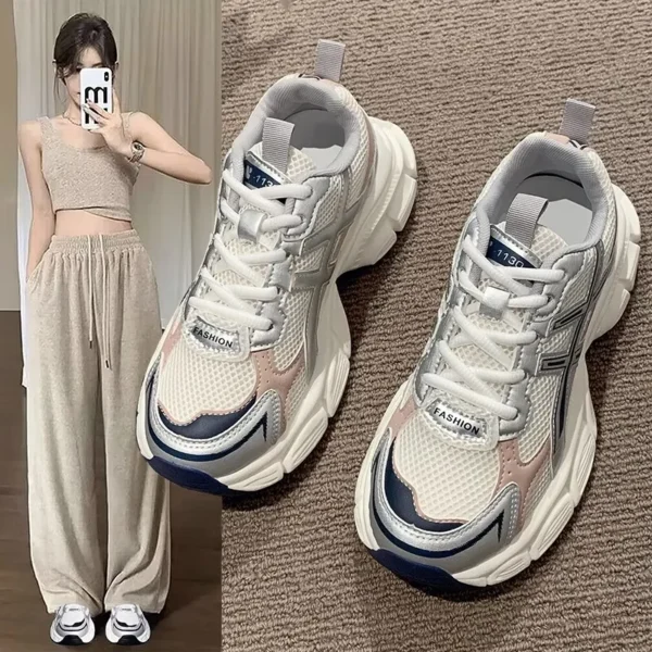 Designer Womens Casual Shoes – Outdoor Leisure Sneakers with Red and Blue Accent, Sizes 35-40